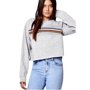 American Eagle Cropped Longsleeve Rainbow‎ Stripe Top Size M